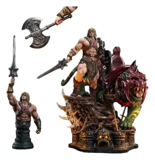 Masters del Universo estatuilla Real Elite Masterline Series 1/4 He-Man & Battle Cat Ultimate Bonus Version 86 cm