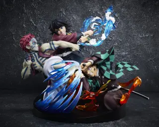 Statua Demon Slayer Tanjiro Kamado & Giyu Tomioka & Akaza 13 cm (Aniplex), vista 2